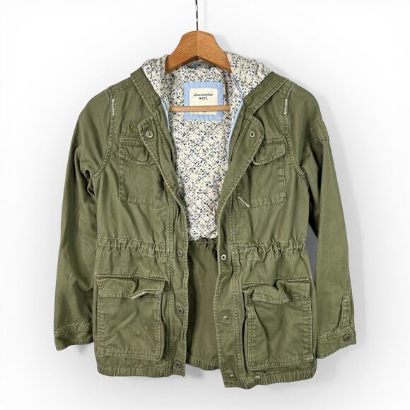 Abercrombie & Fitch Other - Abercrombie Fitch Kids 11/12 Utility Style Army Green Hooded Khaki Jacket